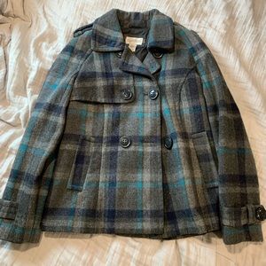 Plaid pea coat style jacket